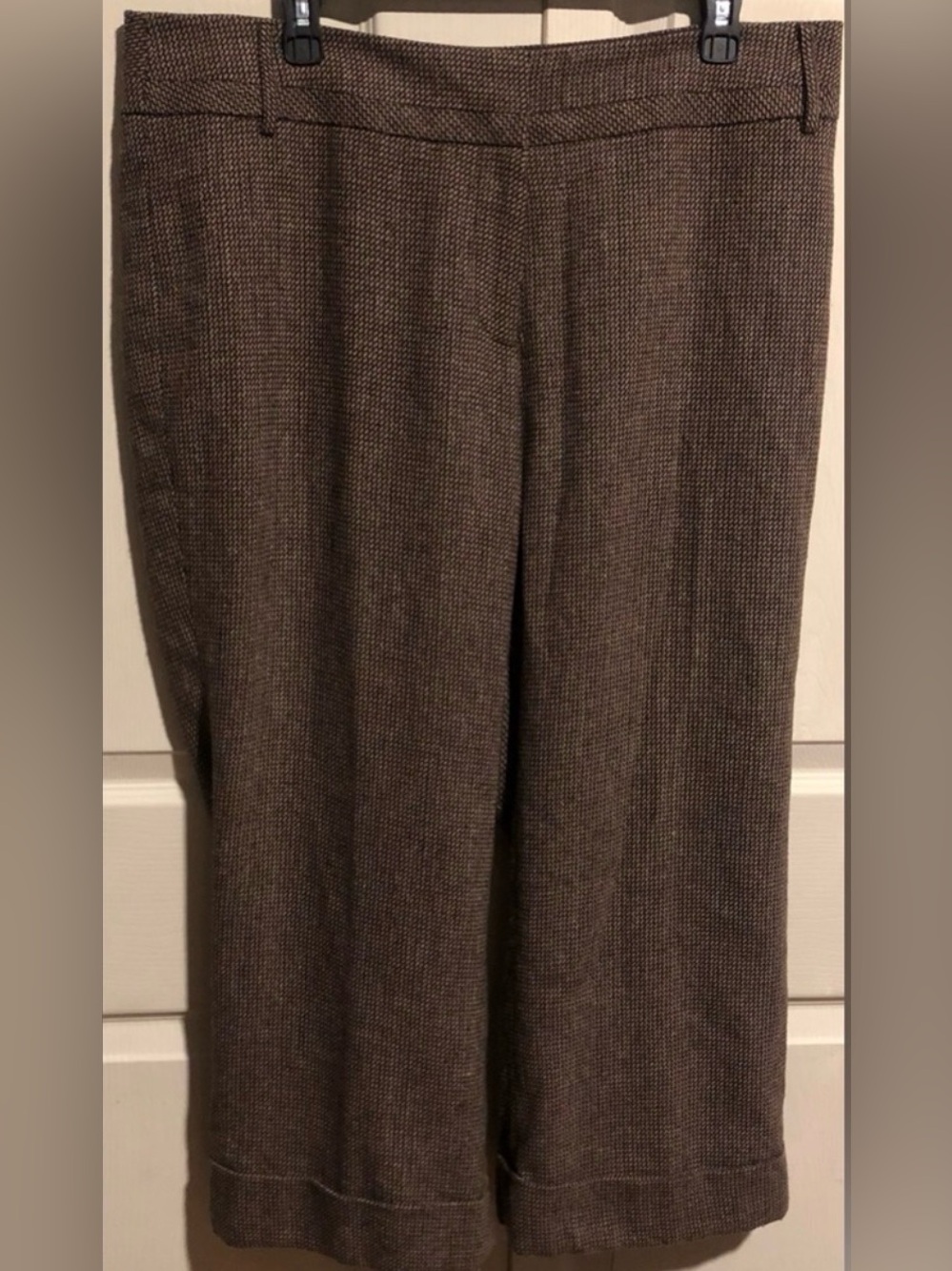 Lane Bryant Houndstooth Cropped Work Pants Wool Blend Wide Leg Slacks Size 16